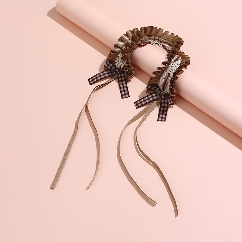 عصابة رأس من الدانتيل بلون القهوة