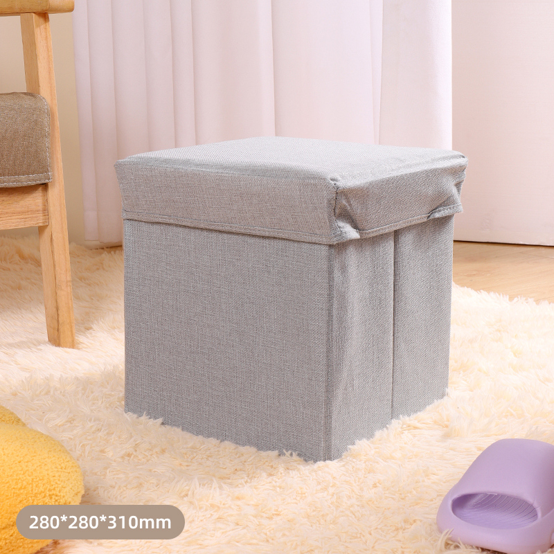 كرسي تخزين قماشي بلون موحد (أزرق فاتح)