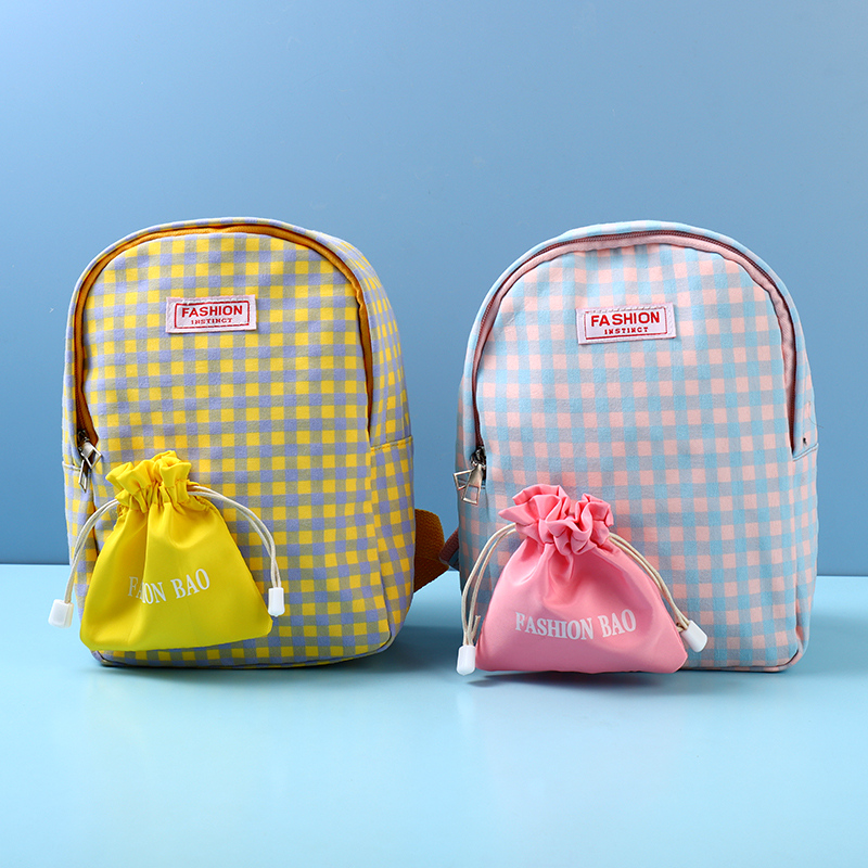 حقيبة ظهر للأطفال بنمط مربعات كاجوال