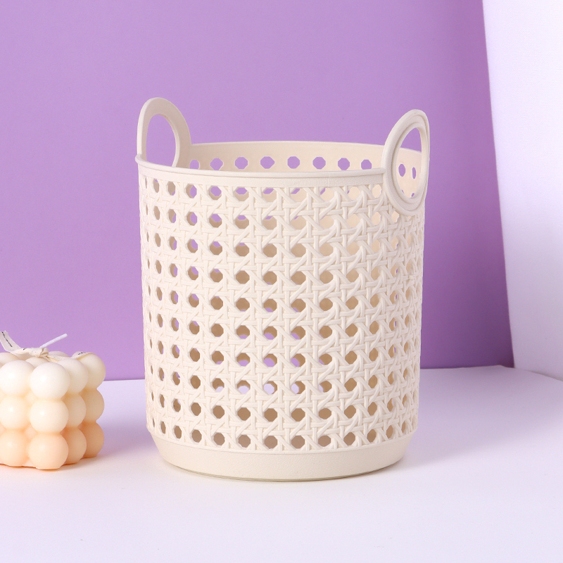 سلة تخزين محمولة بتصميم مجوف على الطراز الإسكندنافي (بيج)