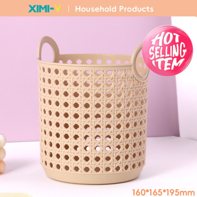 سلة تخزين محمولة بتصميم مجوف على الطراز الإسكندنافي (قهوة فاتحة)
