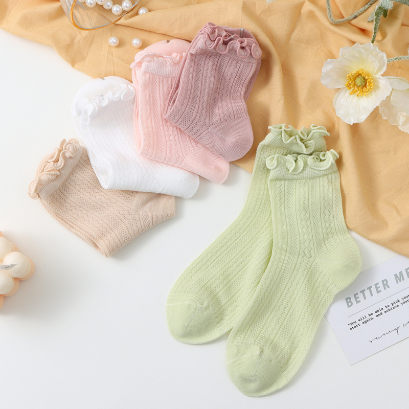 جوارب بكشكش قابلة للتنفس للبنات عمر 9-12 سنة (قطعتان)