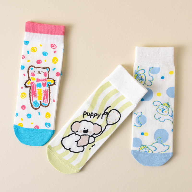 جورب زوجين متوسط الطول مضحك ولطيف (قطعة واحدة)