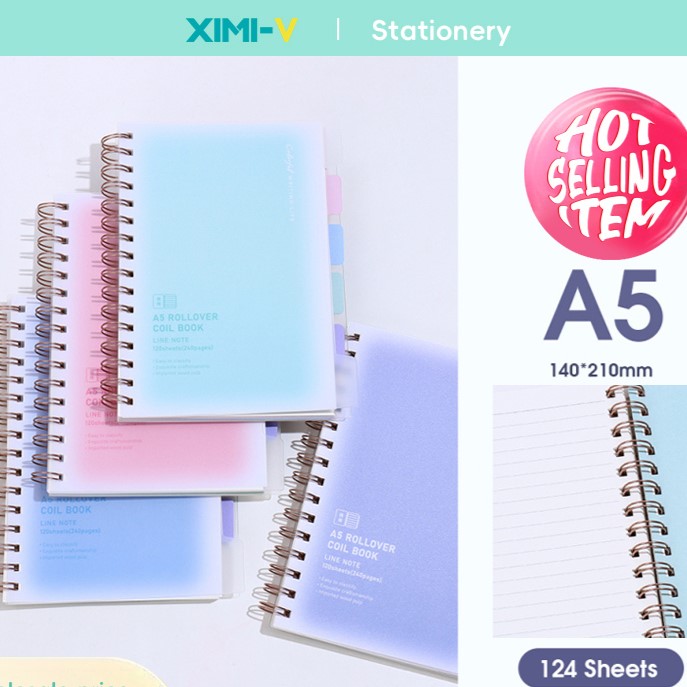 دفتر حلزوني بفقاعات ملح البحر مع فواصل A5