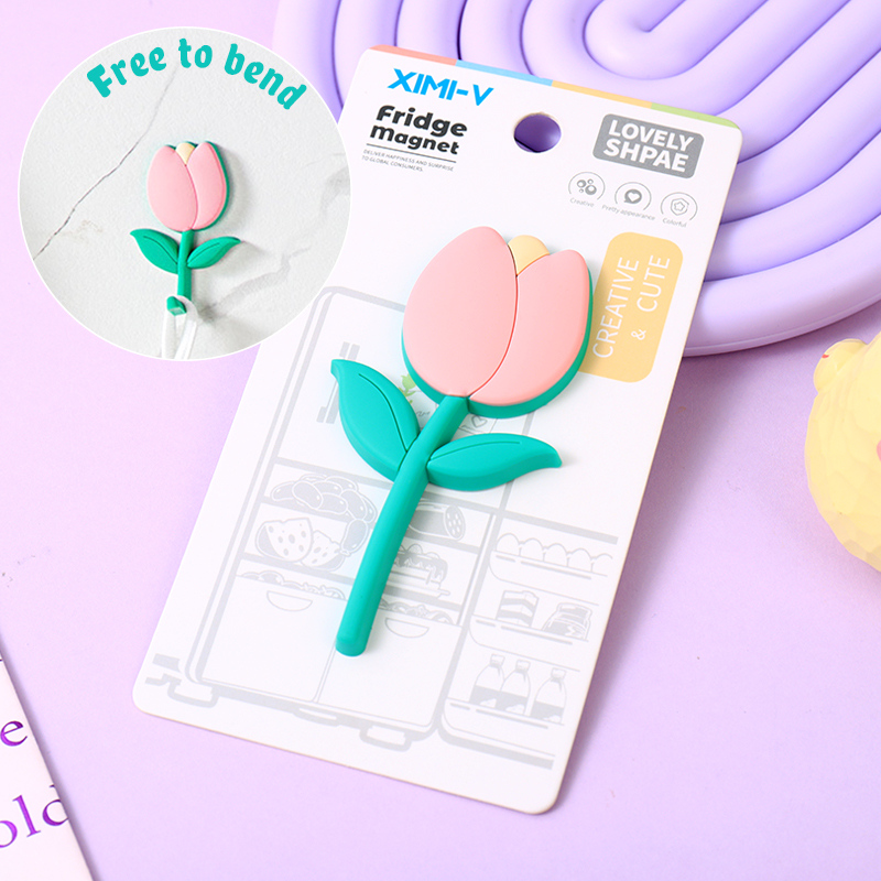 مغناطيس ثلاجة بخطاف إبداعي على شكل زنبقة (وردي)