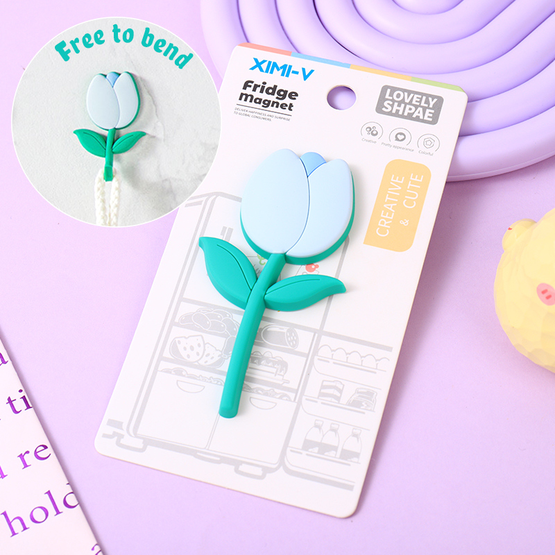 مغناطيس ثلاجة بخطاف إبداعي على شكل زنبقة (أزرق)