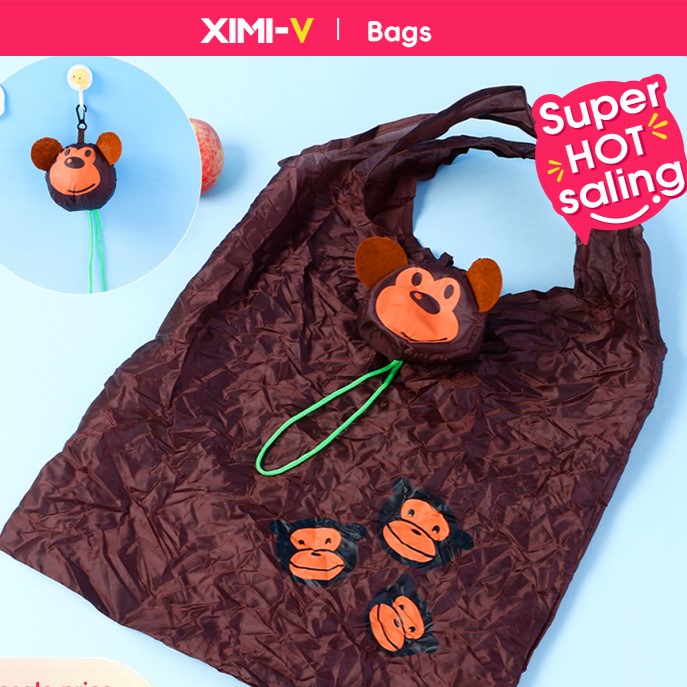 حقيبة تسوق قابلة للطي قرد سعيد