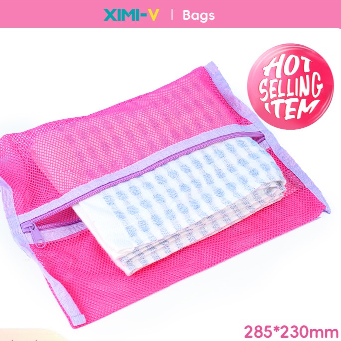 حقيبة أدوات تجميل شبكية مسطحة أنيقة قابلة للحمل