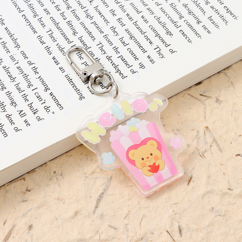 سلسلة مفاتيح أكريليك دب الفشار سلسلة الحلويات