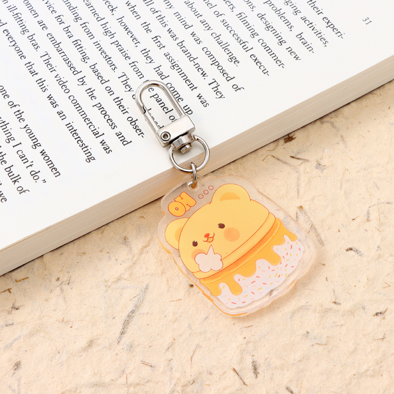 سلسلة مفاتيح أكريليك دب البودينغ سلسلة الحلويات