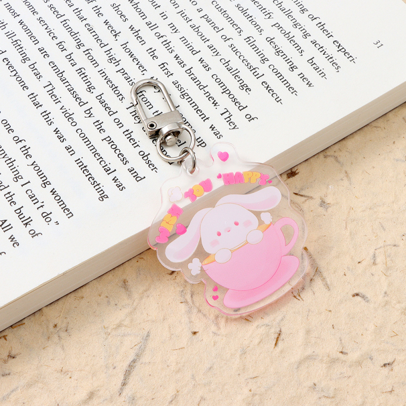 سلسلة مفاتيح أكريليك أرنب حليب الشاي سلسلة الحلويات