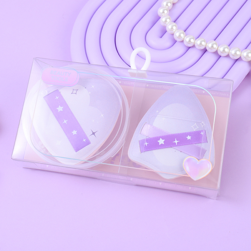 إسفنجة بودرة خطمي سلسلة البنفسجي 2 قطعة (مع علبة تخزين)