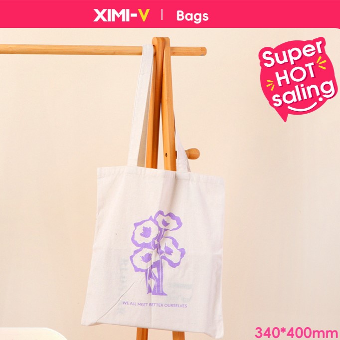 حقيبة كانفاس زهرة الصباح الناعمة (أبيض)