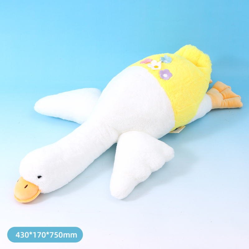 دمية أوزة بيضاء مستلقية شقية (كبير) (75 سم)