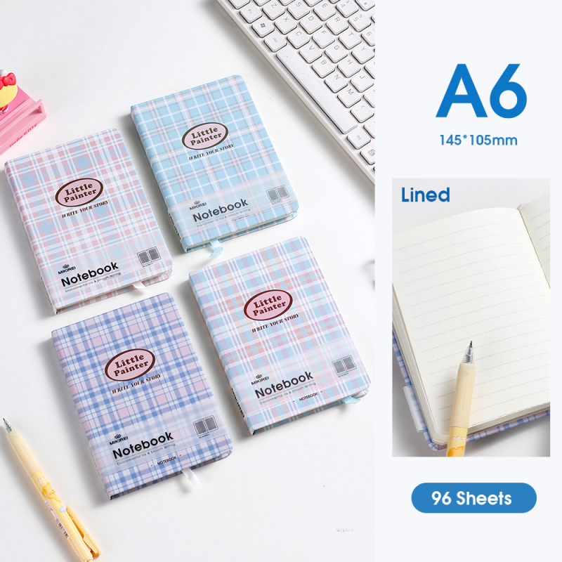 دفتر ملاحظات مقوى مخطط بنقش مربعات منعش A6