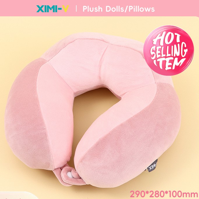 وسادة رغوية على شكل حرف U أرنب الطفل للراحة (وردي)