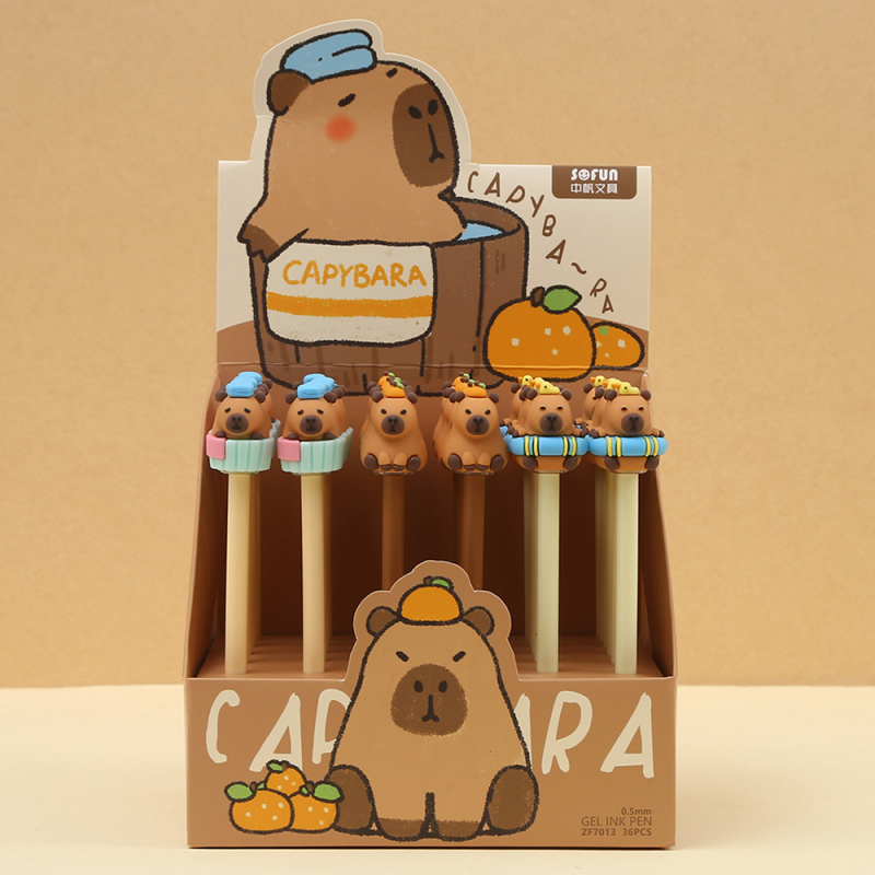 قلم جل رأس غطاء سلسلة الكابيبارا أسود 0.5 مم