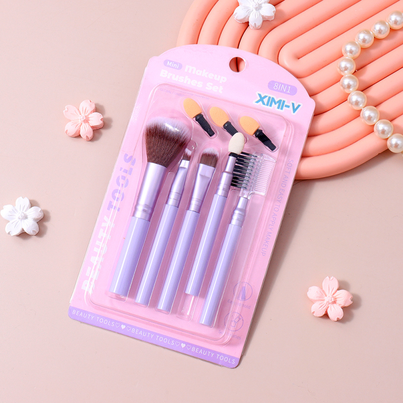 طقم فراشي مكياج صغير سلسلة بنفسجي 8 قطع