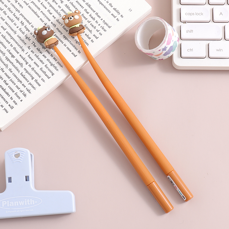 قلم جل سيليكون يهتز على شكل دب الجبن أسود 0.5 مم