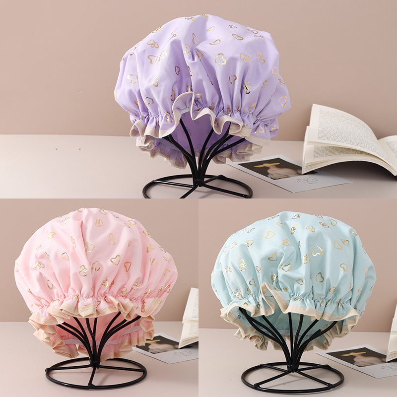 قبعة استحمام سلسلة قلب مذهب بوليستر قطعة واحدة