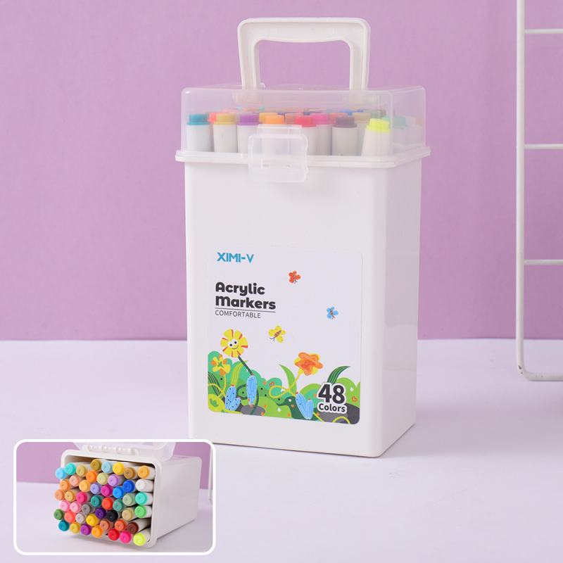 أقلام أكريليك 48 لون في علبة دائرية