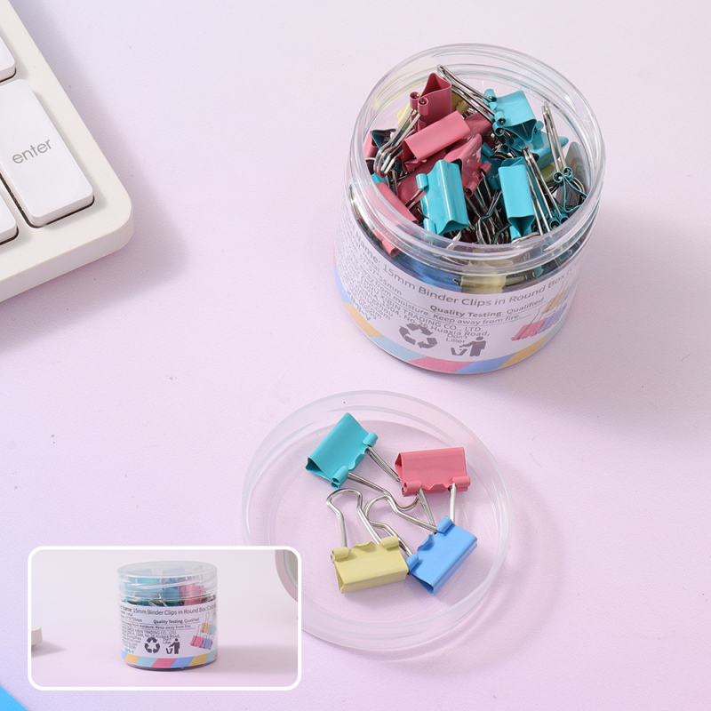 مشابك ملفات مستديرة 15مم (ملون) 60 قطعة