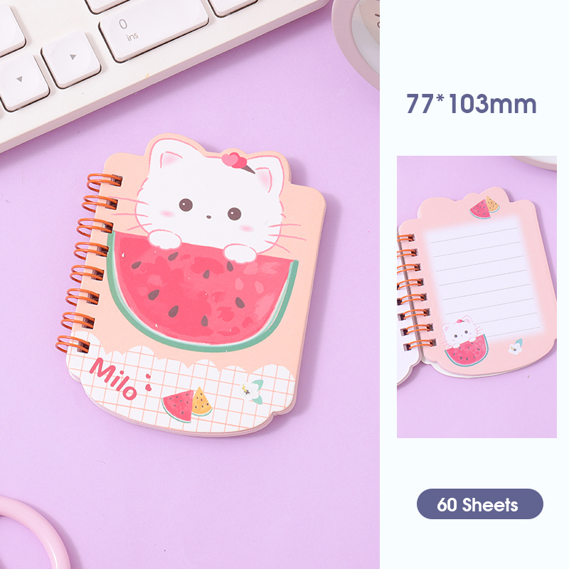 دفتر حلزوني مبطن غلاف على شكل ميلو من سلسلة الفواكه المنعشة 60 ورقة