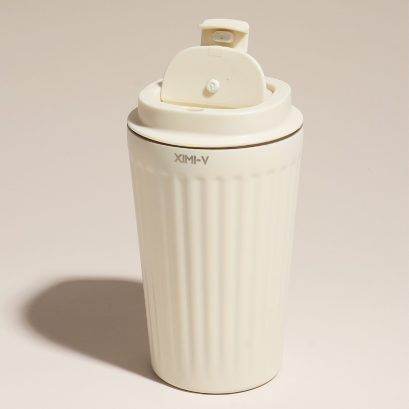 كوب حراري للقهوة بخطوط عمودية 500 مل (بيج)