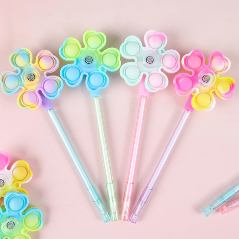 قلم جل سيليكون سلسلة الزهرة الدوارة أسود 0.5 مم