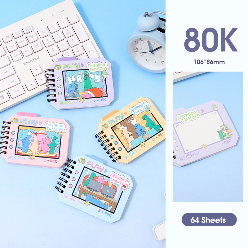 دفتر حلزوني صفحات ملونة لعب تمثيلي الديناصور 80K عدد 64 ورقة