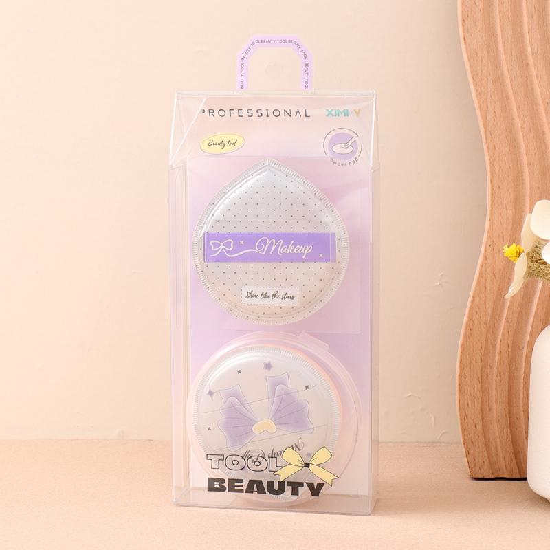 إسفنجة بودرة خطمي مثالية سلسلة البنفسجي 2 قطعة (مع صندوق تخزين)