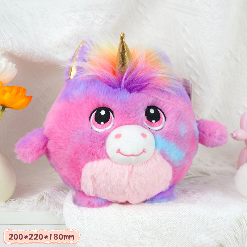 دمية حصان دائري بشعر ملون حجم صغير ٢٠ سم