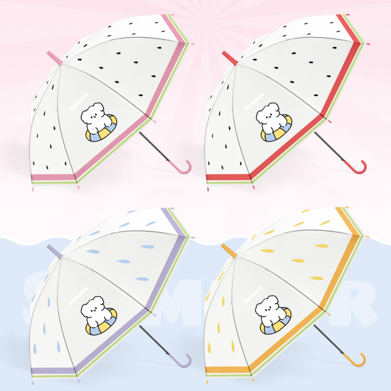 مظلة POE بمقبض طويل شكل جرو فواكه للأطفال