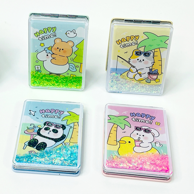 مرآة محمولة مربعة لامعة من سلسلة ساعة السعادة