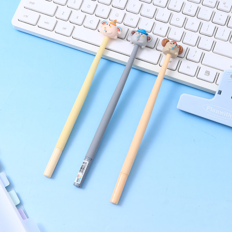 قلم جل سيليكون يهتز على شكل فيل السيرك أسود 0.5 مم