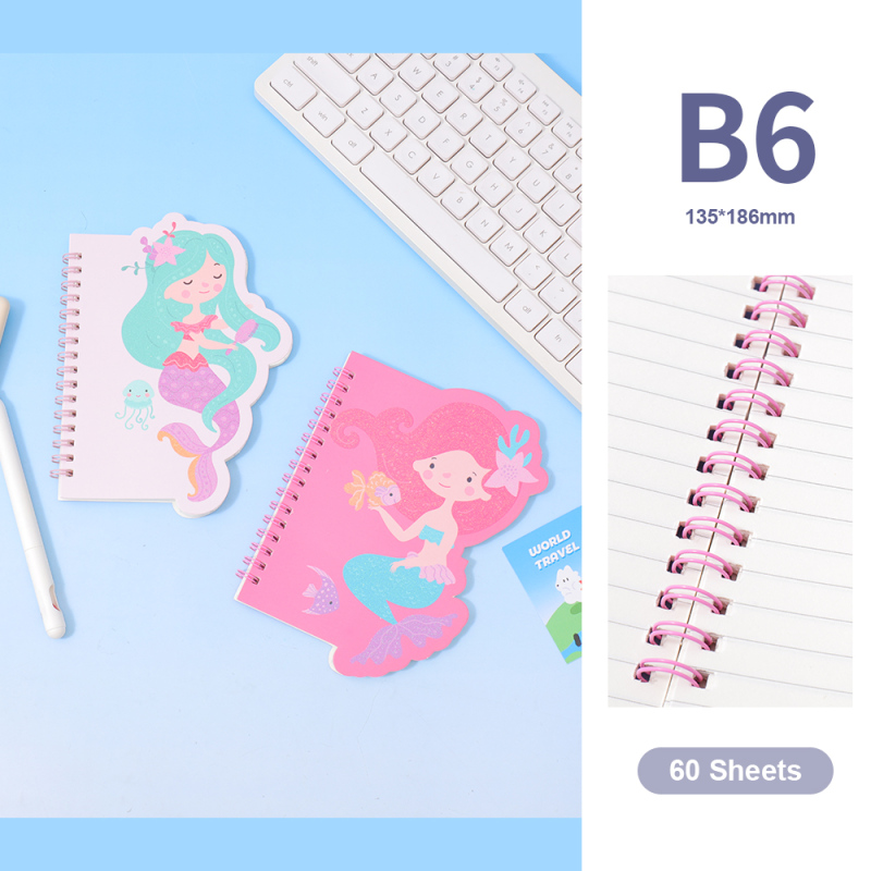 دفتر حلزوني مبطن ستايل حورية البحر B6 عدد 60 ورقة