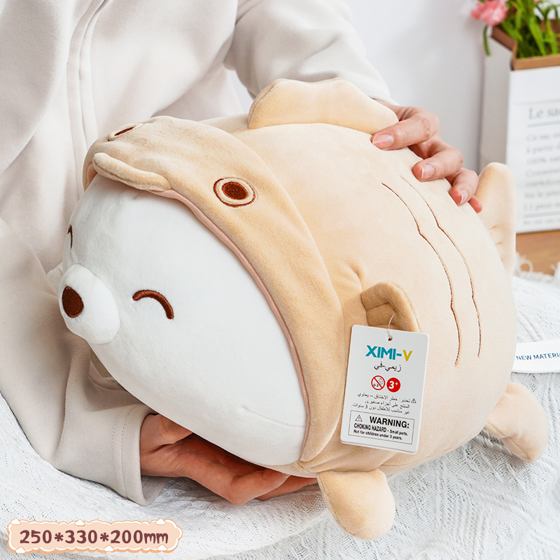 دمية دب أبيض بمعطف سمكة من سلسلة النوم (متوسطة)