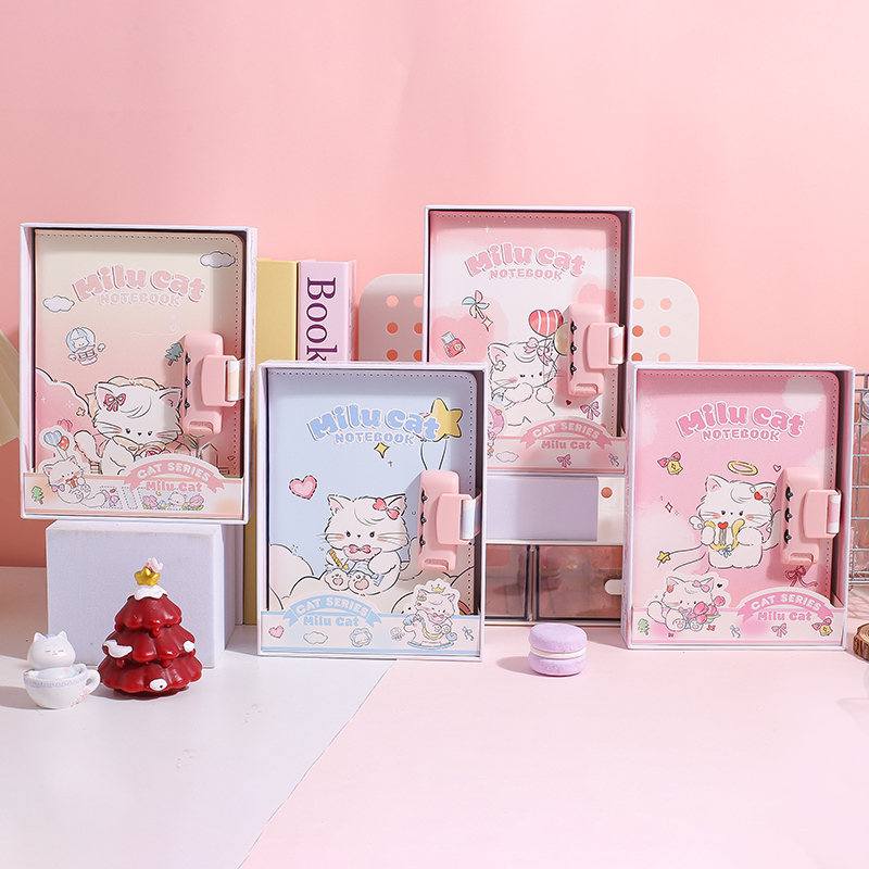 دفتر ملون بغلاف مقوى سلسلة القط ميلو 36K عدد 112 ورقة