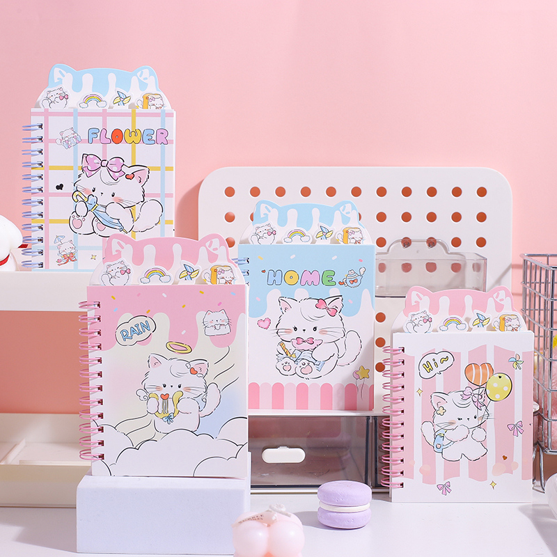 دفتر حلزوني مبطن مفهرس MILU CAT 72K عدد 80 ورقة