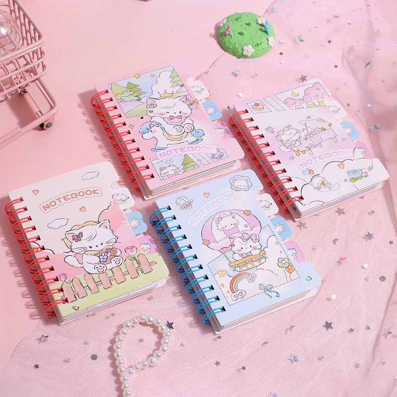 دفتر حلزوني مبطن مفهرس MILU CAT 120K عدد 80 ورقة