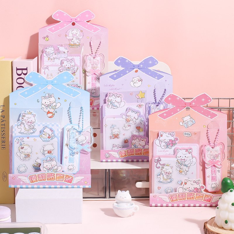 دفتر ملاحظات لاصقة ملونة للعلامات سلسلة القط ميلو 60 ورقة