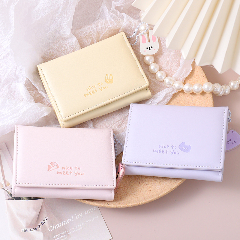 محفظة نسائية ثلاثية الطي بدلاية حيوان أليف لطيف