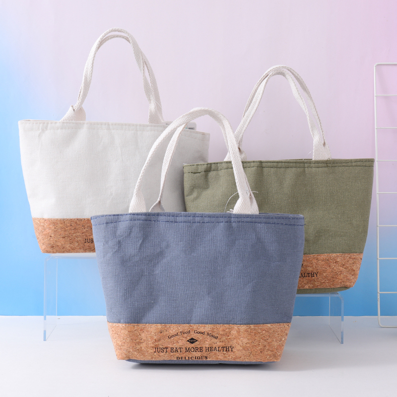 حقيبة غداء بشكل شبه منحرف بنمط لحاء عصري