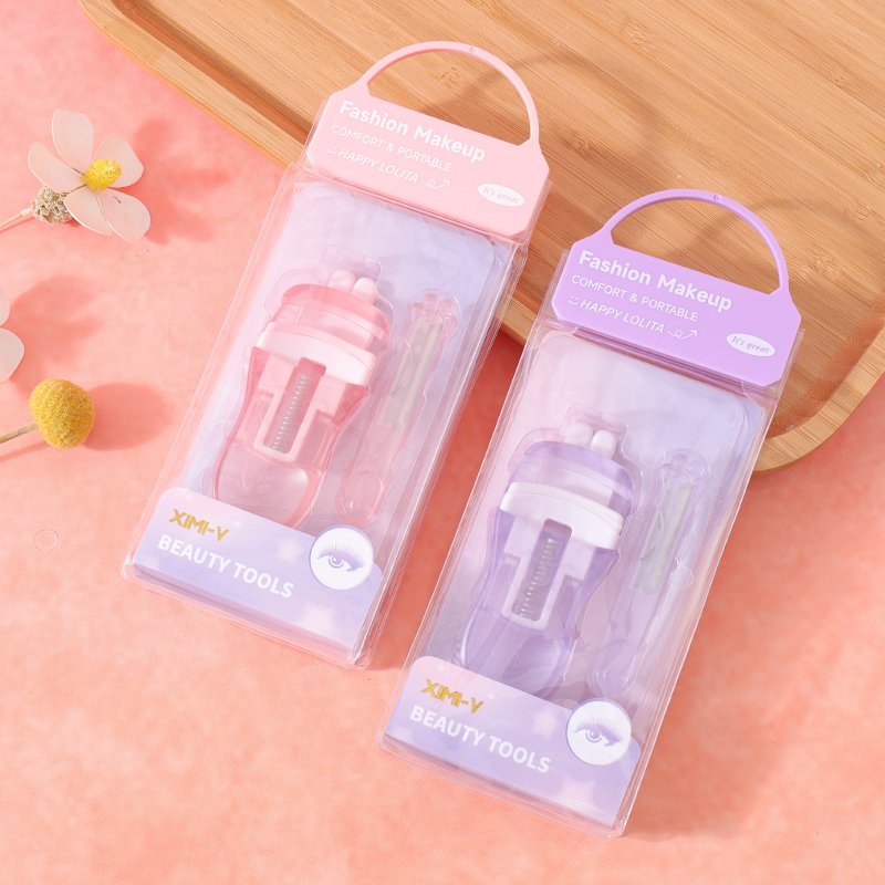 مجموعة مكبس رموش + مشذب حواجب مود بنفسجي