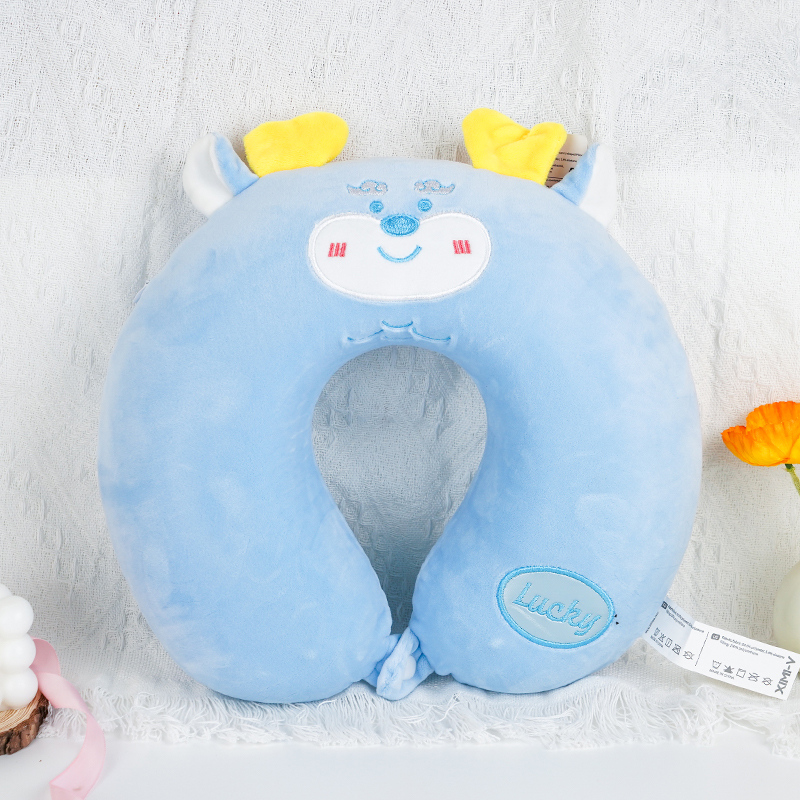 مخدة ذاكرة رغوية على شكل حيوان سعيد (أزرق)