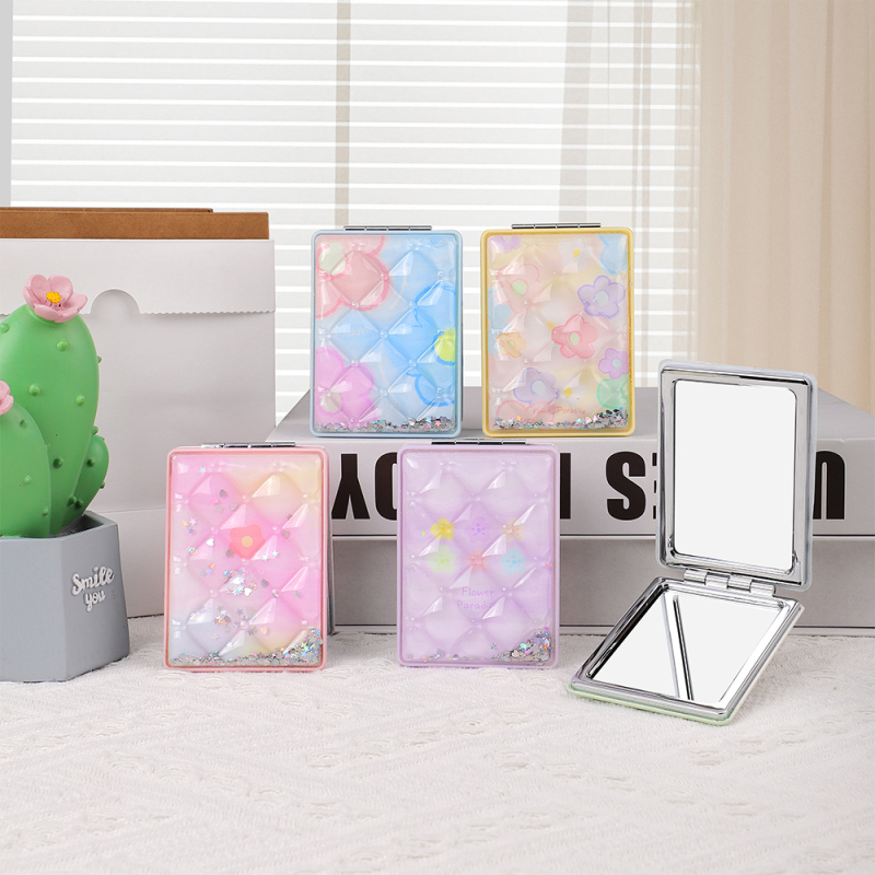 مرآة محمولة مربعة بالكامل مع رمل متحرك ناعم وعصري