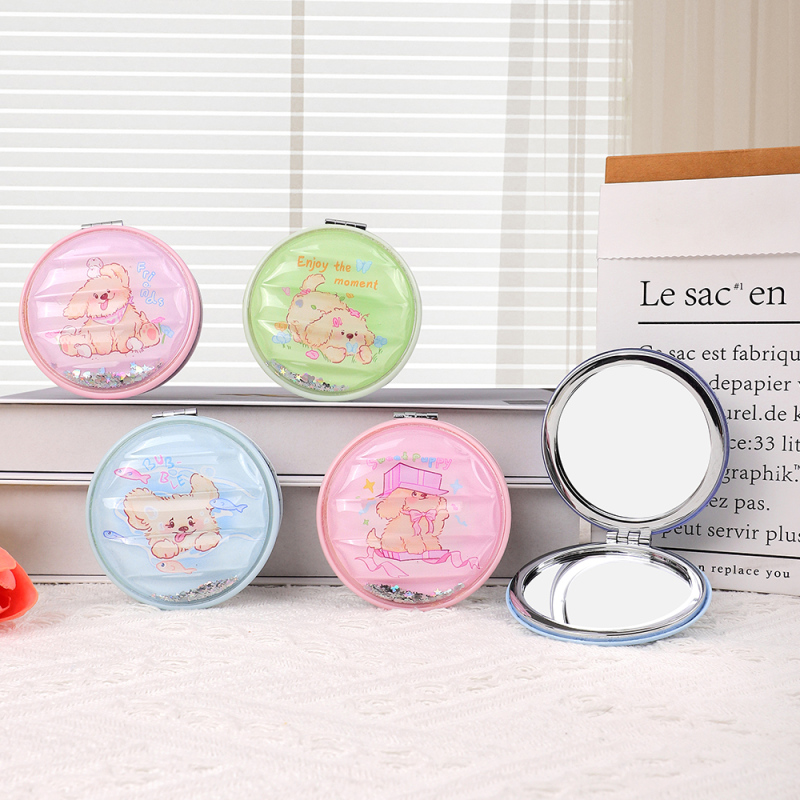 مرآة محمولة مدورة كاملة الشاشة بأسلوب انسيابي للجرو السعيد