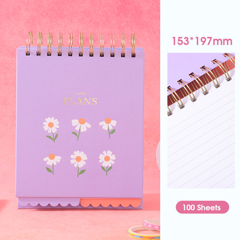 دفتر حلزوني بأوراق مختلطة زهرة الأقحوان الصغيرة 153197مم 100 ورقة (بنفسجي)