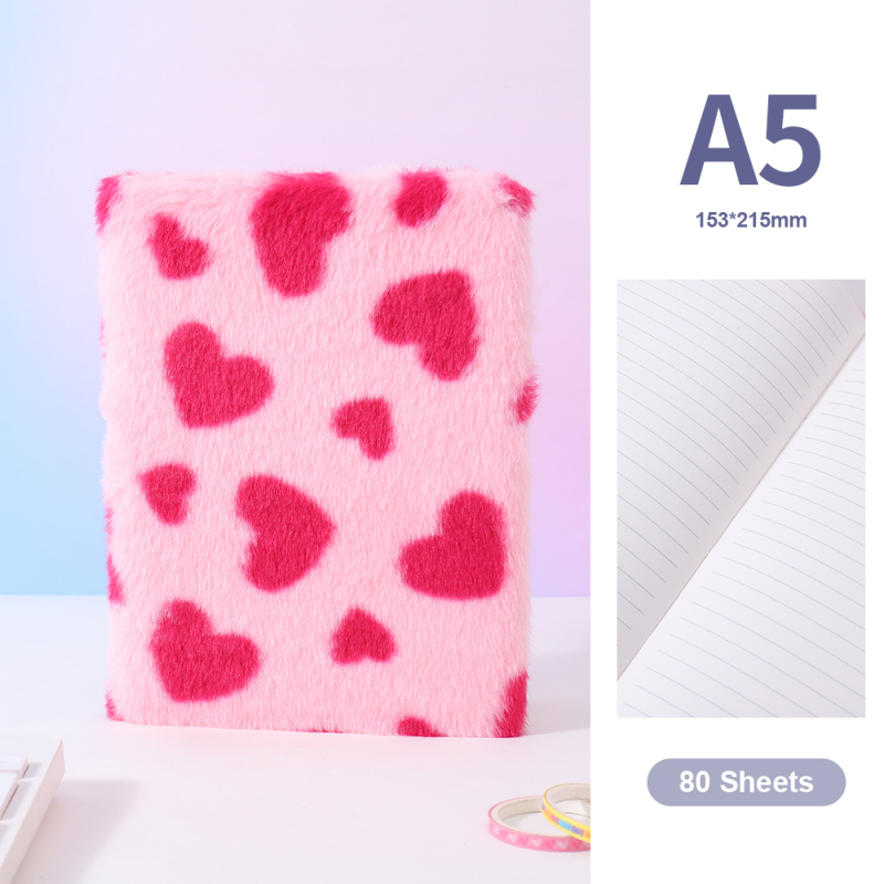 دفتر مبطن قلب قطيفة – A5 – 80 ورقة (أحمر)