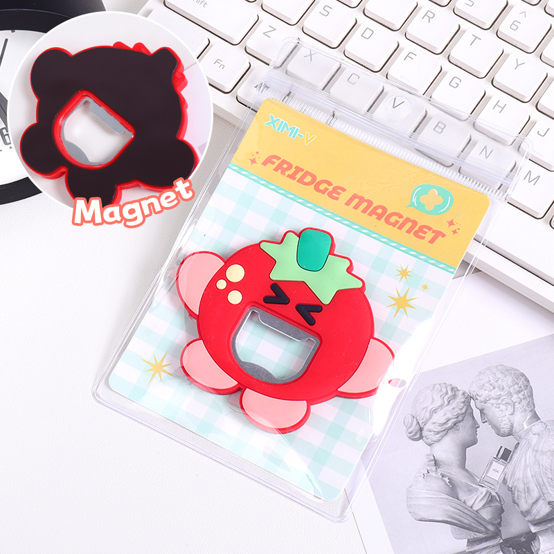 مغناطيس فتاحة زجاجات على شكل طماطم كرتونية (أحمر)